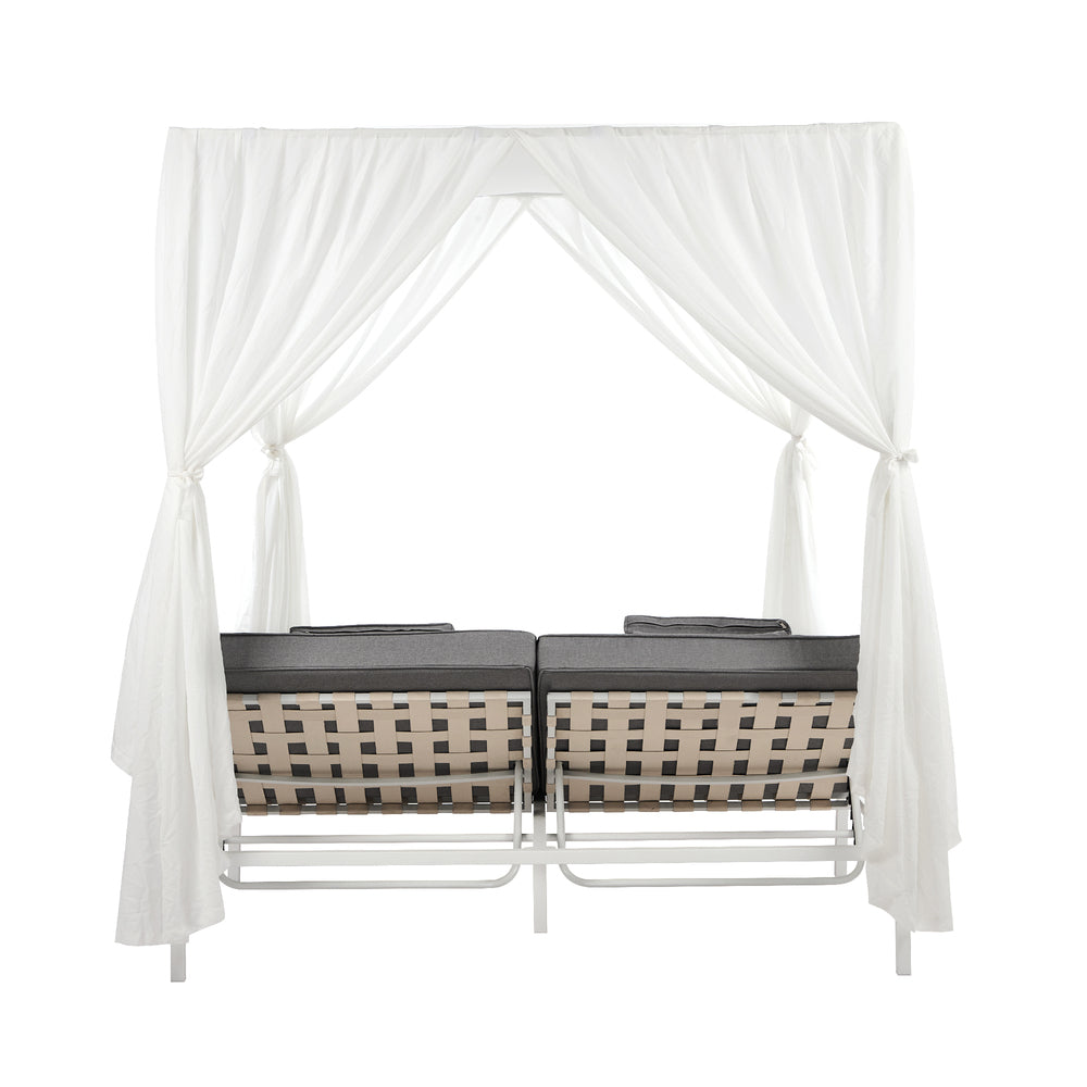 Livsip 3PCS Outdoor Sun Lounger Wicker Lounge Table Chairs Beige-Sun Lounge-PEROZ Accessories