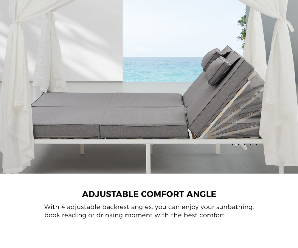 Livsip 3PCS Outdoor Sun Lounger Wicker Lounge Table Chairs Beige-Sun Lounge-PEROZ Accessories