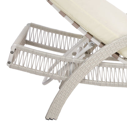 Livsip 3PCS Outdoor Sun Lounger Wicker Lounge Table Chairs Grey-Sun Lounge-PEROZ Accessories