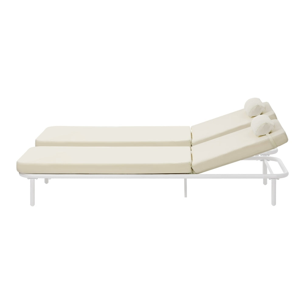 Livsip 3PCS Sun Lounge Outdoor Lounger Set Table Chairs Beige-Sun Lounge-PEROZ Accessories