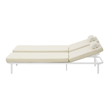 Livsip 3PCS Sun Lounge Outdoor Lounger Set Table Chairs Beige-Sun Lounge-PEROZ Accessories