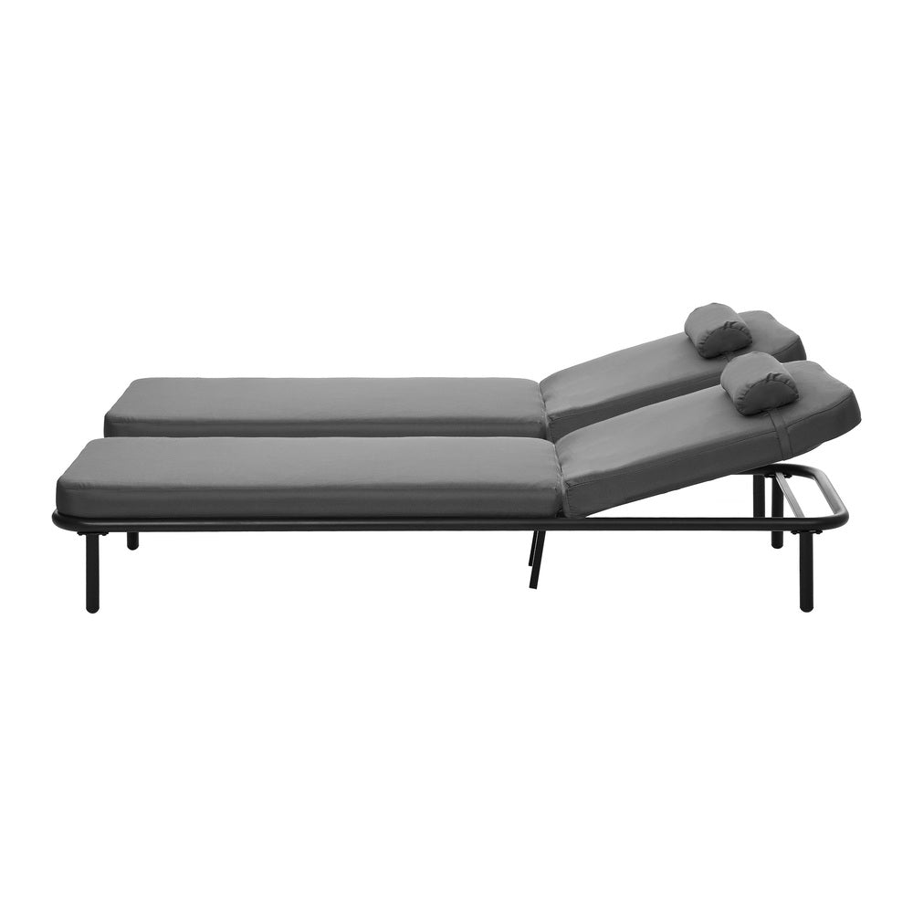 Livsip 3PCS Sun Lounge Outdoor Lounger Set Table Chairs Grey-Sun Lounge-PEROZ Accessories
