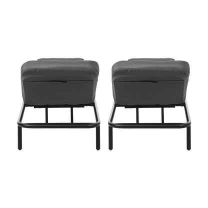 Livsip 3PCS Sun Lounge Outdoor Lounger Set Table Chairs Grey-Sun Lounge-PEROZ Accessories