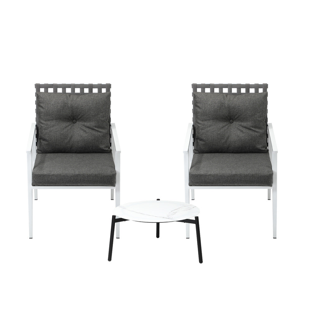 Livsip 3pcs Outdoor Lounge Set 50CM Round Table Rattan Chairs-Outdoor Patio Set-PEROZ Accessories