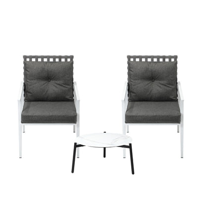 Livsip 3pcs Outdoor Lounge Set 50CM Round Table Rattan Chairs-Outdoor Patio Set-PEROZ Accessories