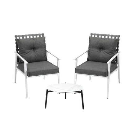 Livsip 3pcs Outdoor Lounge Set 50CM Round Table Rattan Chairs-Outdoor Patio Set-PEROZ Accessories