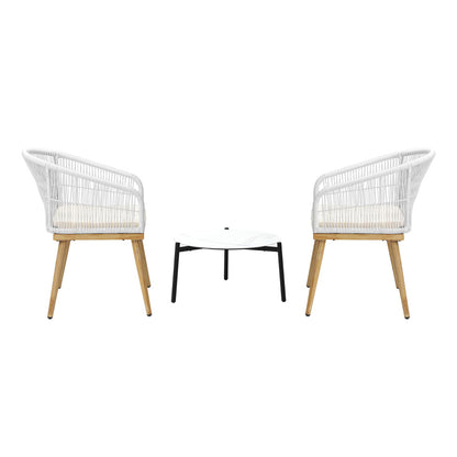 Livsip 3pcs Outdoor Patio Set 50cm Table Beige and Natural Chairs-Outdoor Patio Set-PEROZ Accessories