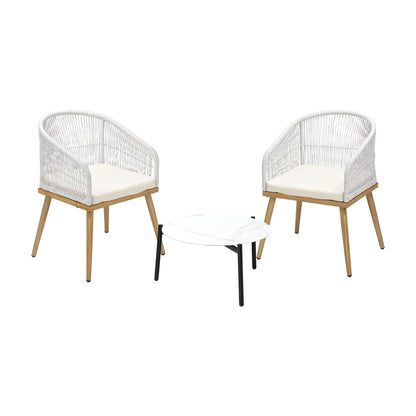 Livsip 3pcs Outdoor Patio Set 50cm Table Beige and Natural Chairs-Outdoor Patio Set-PEROZ Accessories