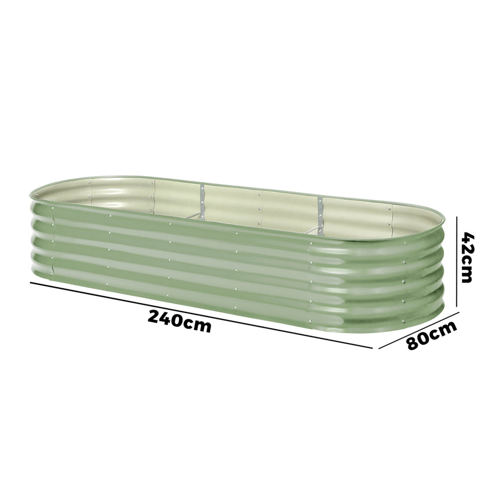 Livsip 3x Garden Bed 240x80x42cm Planter Box Raised Container Galvanised Green-Garden Bed-PEROZ Accessories
