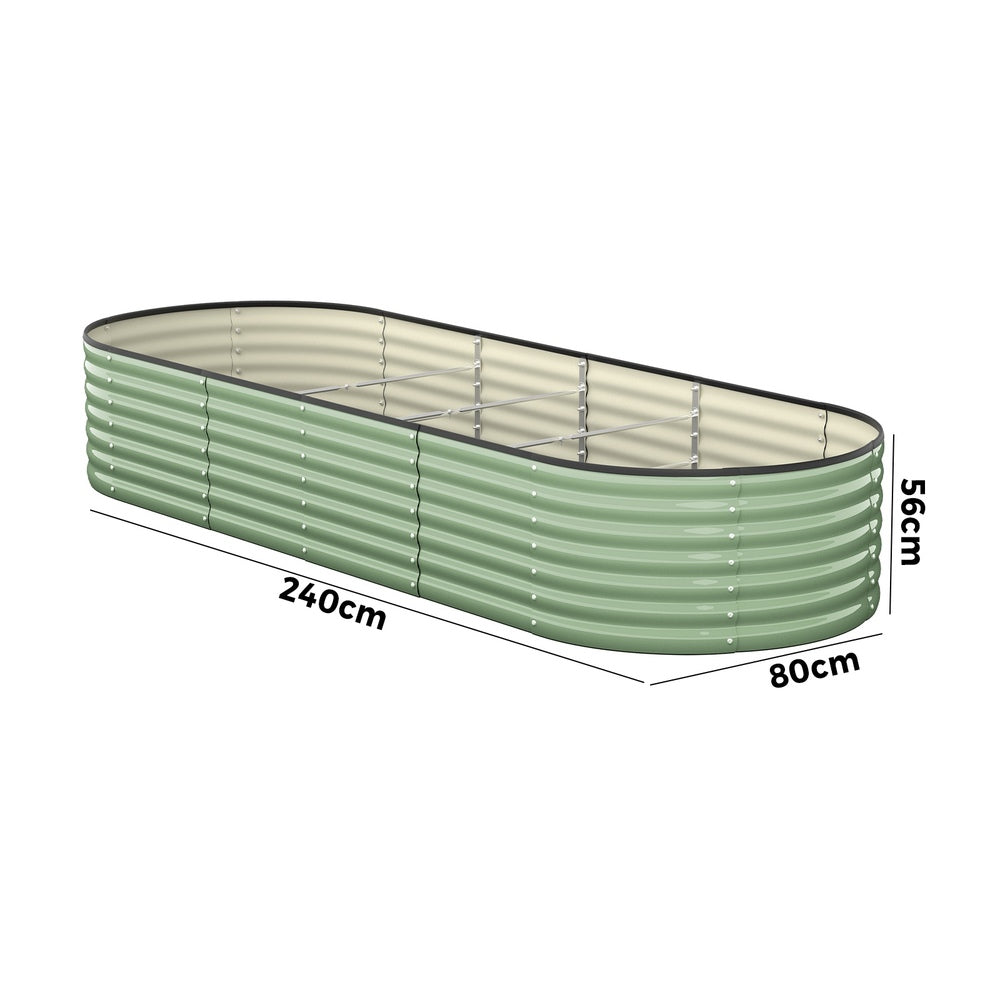 Livsip 3x Garden Bed 240x80x56cm Planter Box Raised Container Galvanised Green-Garden Bed-PEROZ Accessories