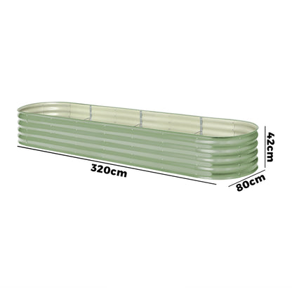 Livsip 3x Garden Bed 320x80x42cm Planter Box Raised Container Galvanised Green-Garden Bed-PEROZ Accessories