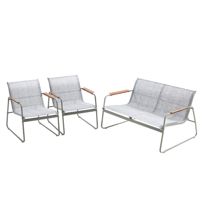 Livsip 4 Seater Outdoor Lounge Patio Set Bench Textilene Sofa-Outdoor Patio Set-PEROZ Accessories