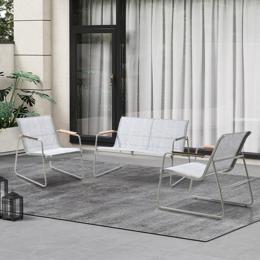 Livsip 4 Seater Outdoor Lounge Patio Set Bench Textilene Sofa-Outdoor Patio Set-PEROZ Accessories