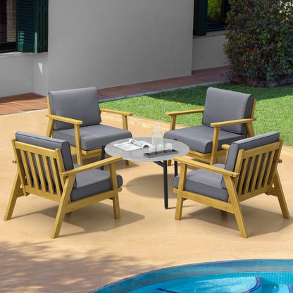 Livsip 4 Seater Outdoor Lounge Set 70cm Grey Coffee Side Table-Outdoor Patio Set-PEROZ Accessories