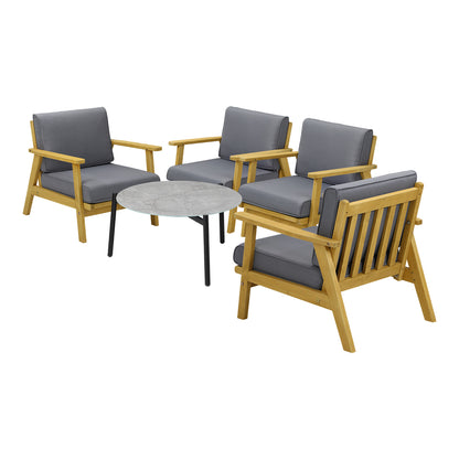 Livsip 4 Seater Outdoor Lounge Set 70cm Grey Coffee Side Table-Outdoor Patio Set-PEROZ Accessories