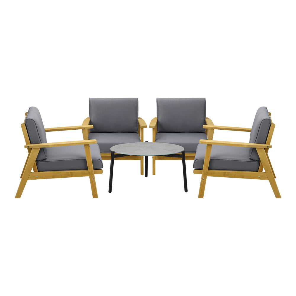 Livsip 4 Seater Outdoor Lounge Set 70cm Grey Coffee Side Table-Outdoor Patio Set-PEROZ Accessories