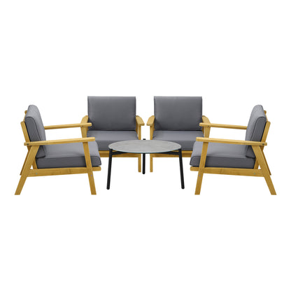 Livsip 4 Seater Outdoor Lounge Set 70cm Grey Coffee Side Table-Outdoor Patio Set-PEROZ Accessories