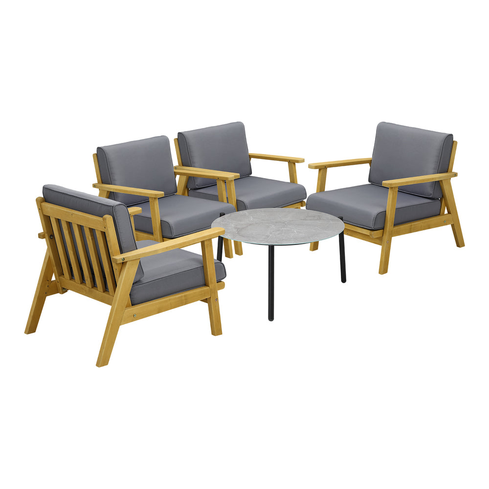 Livsip 4 Seater Outdoor Lounge Set 70cm Grey Coffee Side Table-Outdoor Patio Set-PEROZ Accessories