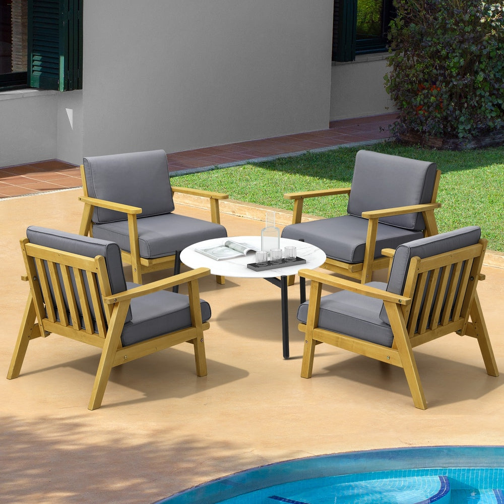 Livsip 4 Seater Outdoor Lounge Set 70cm White Coffee Side Table-Outdoor Patio Set-PEROZ Accessories