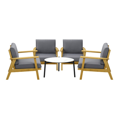 Livsip 4 Seater Outdoor Lounge Set 70cm White Coffee Side Table-Outdoor Patio Set-PEROZ Accessories