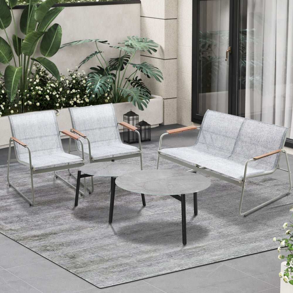 Livsip 4 Seater Outdoor Lounge Set Patio Set Grey Table-Outdoor Patio Set-PEROZ Accessories