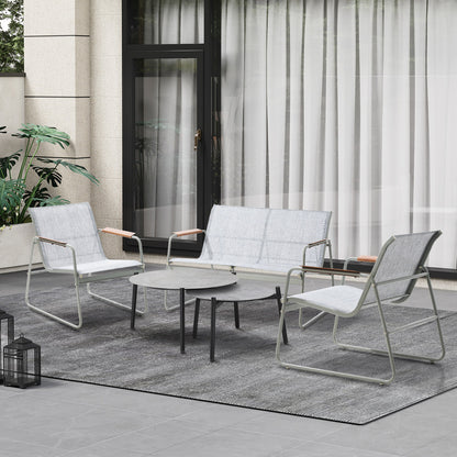 Livsip 4 Seater Outdoor Lounge Set Patio Set Grey Table-Outdoor Patio Set-PEROZ Accessories