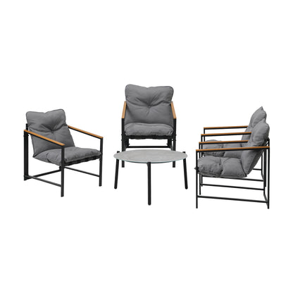 Livsip 4 Seater Outdoor Patio Set 70CM Round Grey Marble Table-Outdoor Patio Set-PEROZ Accessories