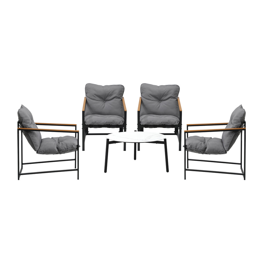 Livsip 4 Seater Outdoor Patio Set 70CM Round White Marble Table-Outdoor Patio Set-PEROZ Accessories