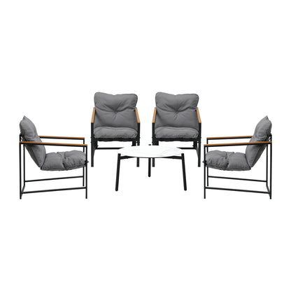 Livsip 4 Seater Outdoor Patio Set 70CM Round White Marble Table-Outdoor Patio Set-PEROZ Accessories