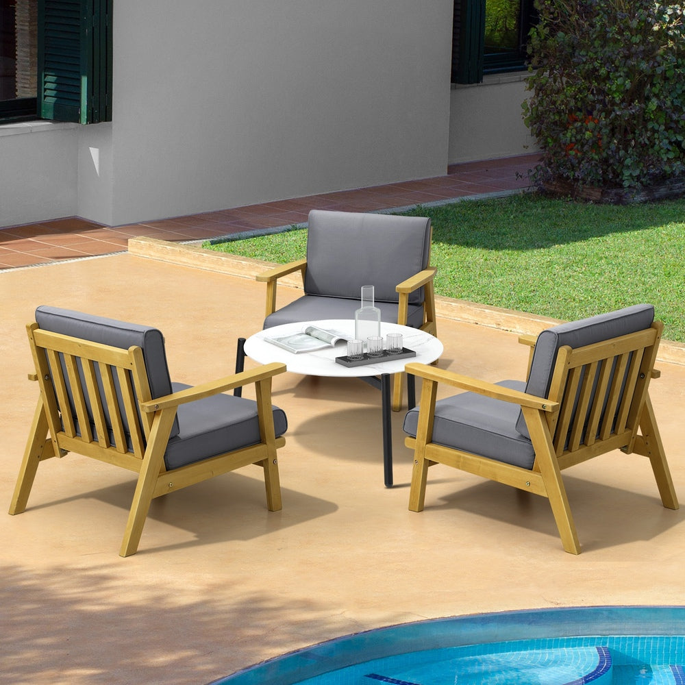 Livsip 4PCS Outdoor Lounge Set White Coffee Side Table with Chairs-Outdoor Patio Set-PEROZ Accessories