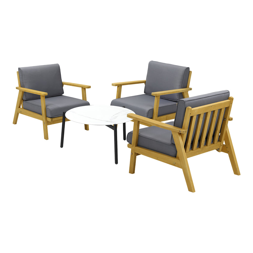 Livsip 4PCS Outdoor Lounge Set White Coffee Side Table with Chairs-Outdoor Patio Set-PEROZ Accessories