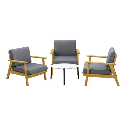 Livsip 4PCS Outdoor Lounge Set White Coffee Side Table with Chairs-Outdoor Patio Set-PEROZ Accessories