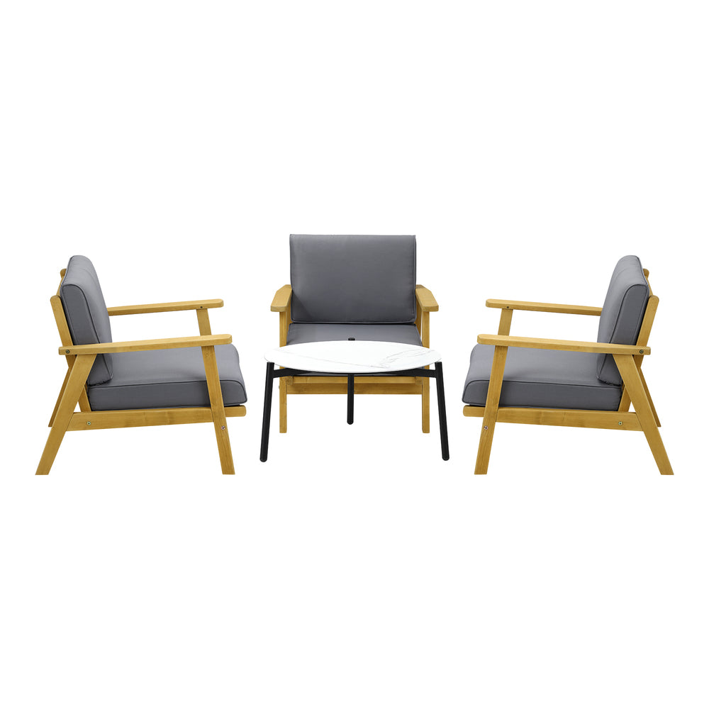 Livsip 4PCS Outdoor Lounge Set White Coffee Side Table with Chairs-Outdoor Patio Set-PEROZ Accessories