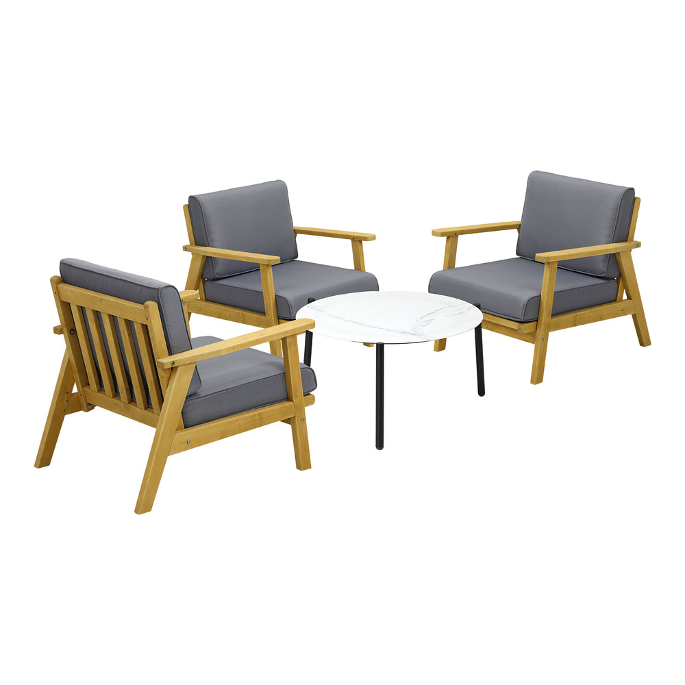 Livsip 4PCS Outdoor Lounge Set White Coffee Side Table with Chairs-Outdoor Patio Set-PEROZ Accessories