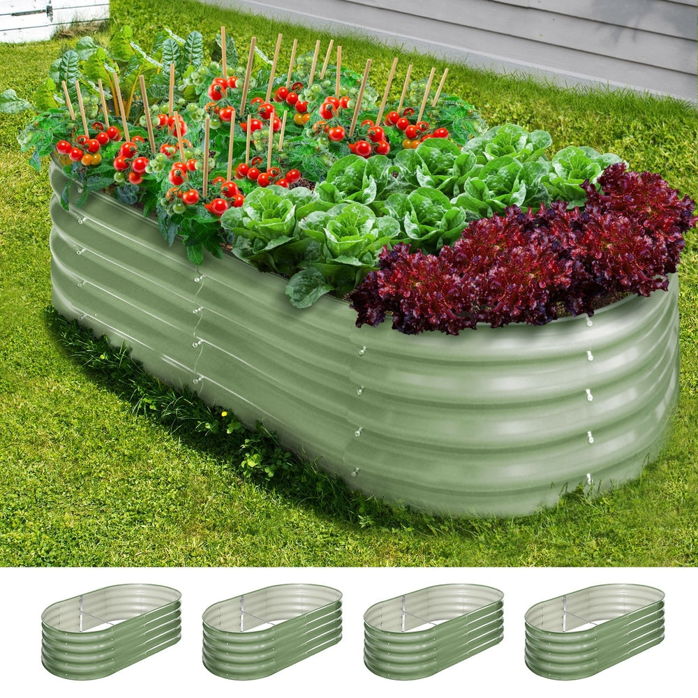 Livsip 4x Garden Bed 160x80x42cm Planter Box Raised Container Galvanised Green-Garden Bed-PEROZ Accessories