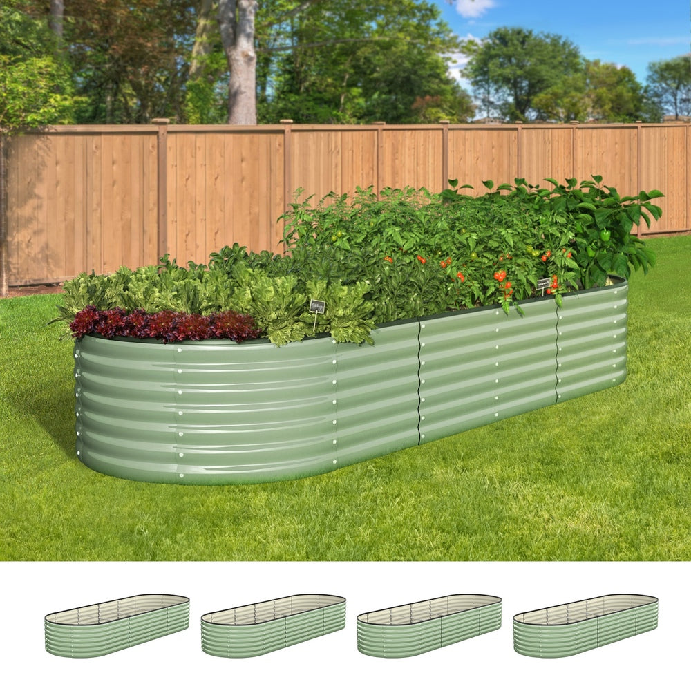 Livsip 4x Garden Bed 240x80x56cm Planter Box Raised Container Galvanised Green-Garden Bed-PEROZ Accessories