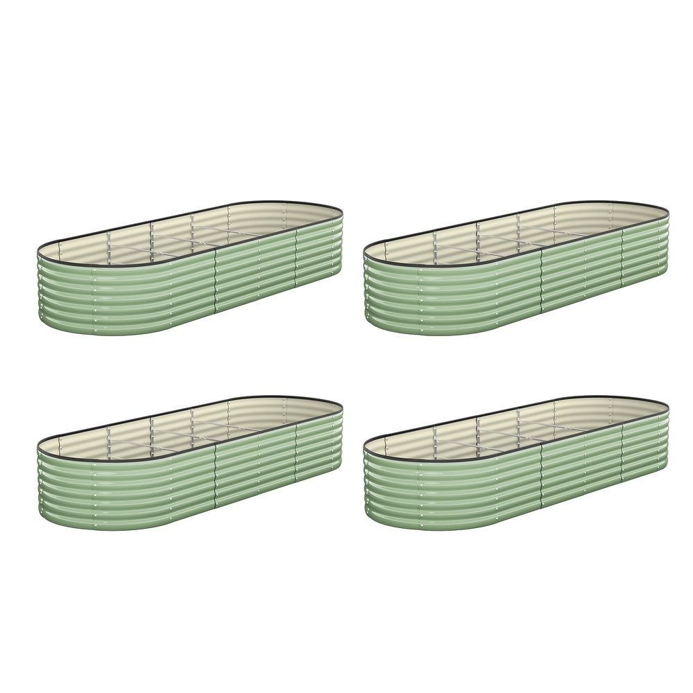 Livsip 4x Garden Bed 240x80x56cm Planter Box Raised Container Galvanised Green-Garden Bed-PEROZ Accessories
