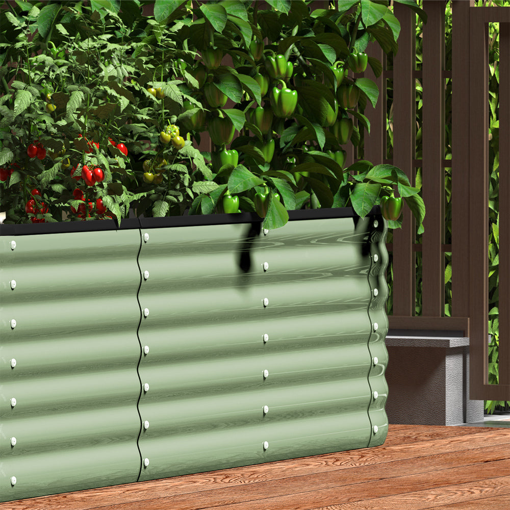 Livsip 4x Garden Bed 320x80x56cm Planter Box Raised Container Galvanised Green-Garden Bed-PEROZ Accessories