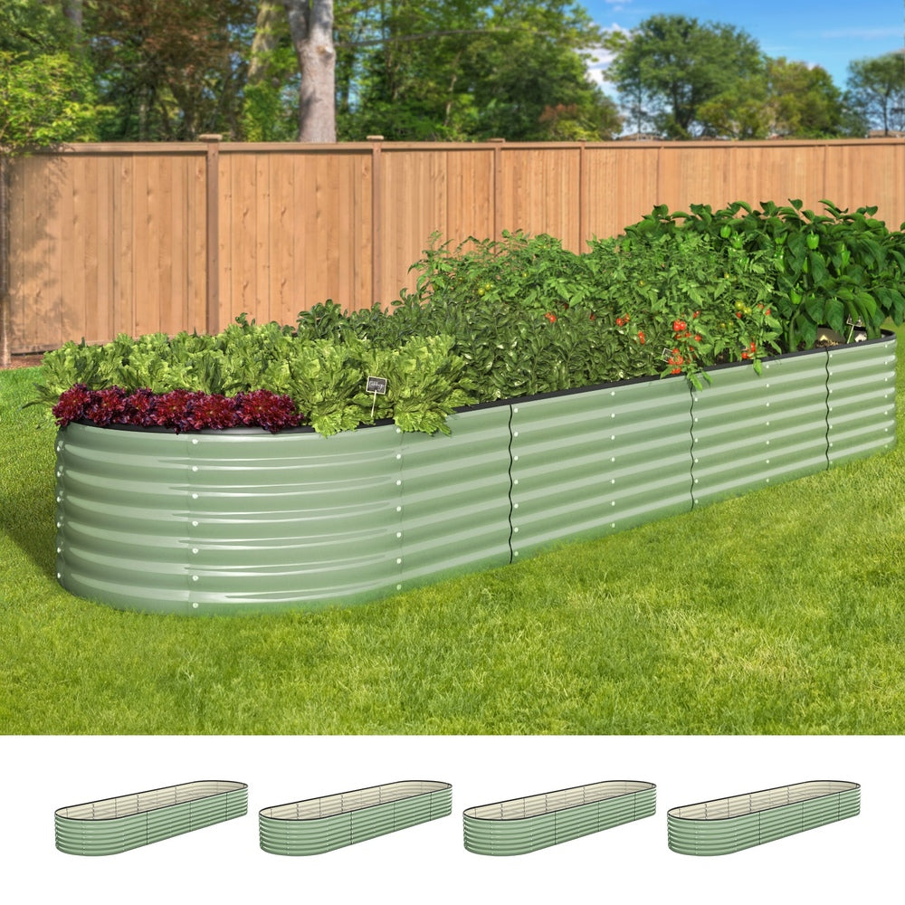 Livsip 4x Garden Bed 320x80x56cm Planter Box Raised Container Galvanised Green-Garden Bed-PEROZ Accessories