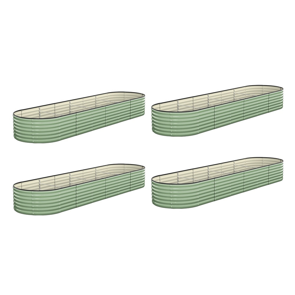 Livsip 4x Garden Bed 320x80x56cm Planter Box Raised Container Galvanised Green-Garden Bed-PEROZ Accessories