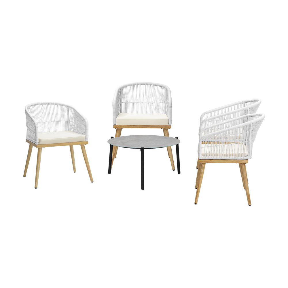 Livsip 5 Piece Outdoor Patio Set 70cm Table Polyester Chair Rope-Outdoor Patio Set-PEROZ Accessories