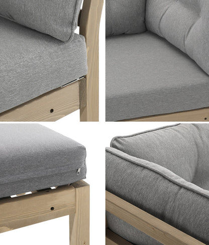 Livsip 5 Piece Outdoor Sofa Set Lounge Setting Garden Grey-Outdoor Sofa Set-PEROZ Accessories