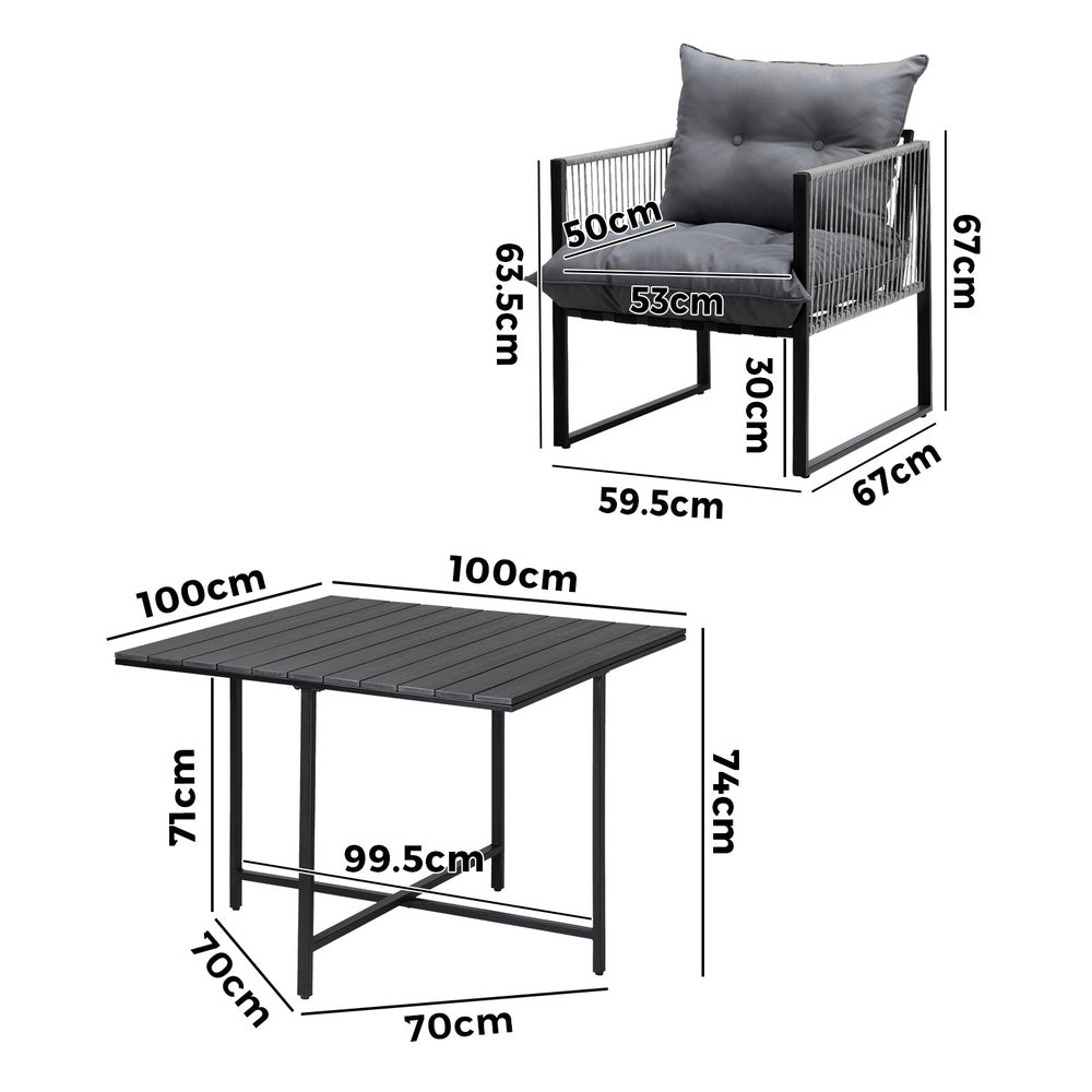 Livsip 5PCS Outdoor Dining Set Garden Table Sofa Chairs with Cushions-Outdoor Dining Set-PEROZ Accessories