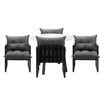 Livsip 5PCS Outdoor Dining Set Round Table PE Wicker Chairs-Outdoor Dining Set-PEROZ Accessories