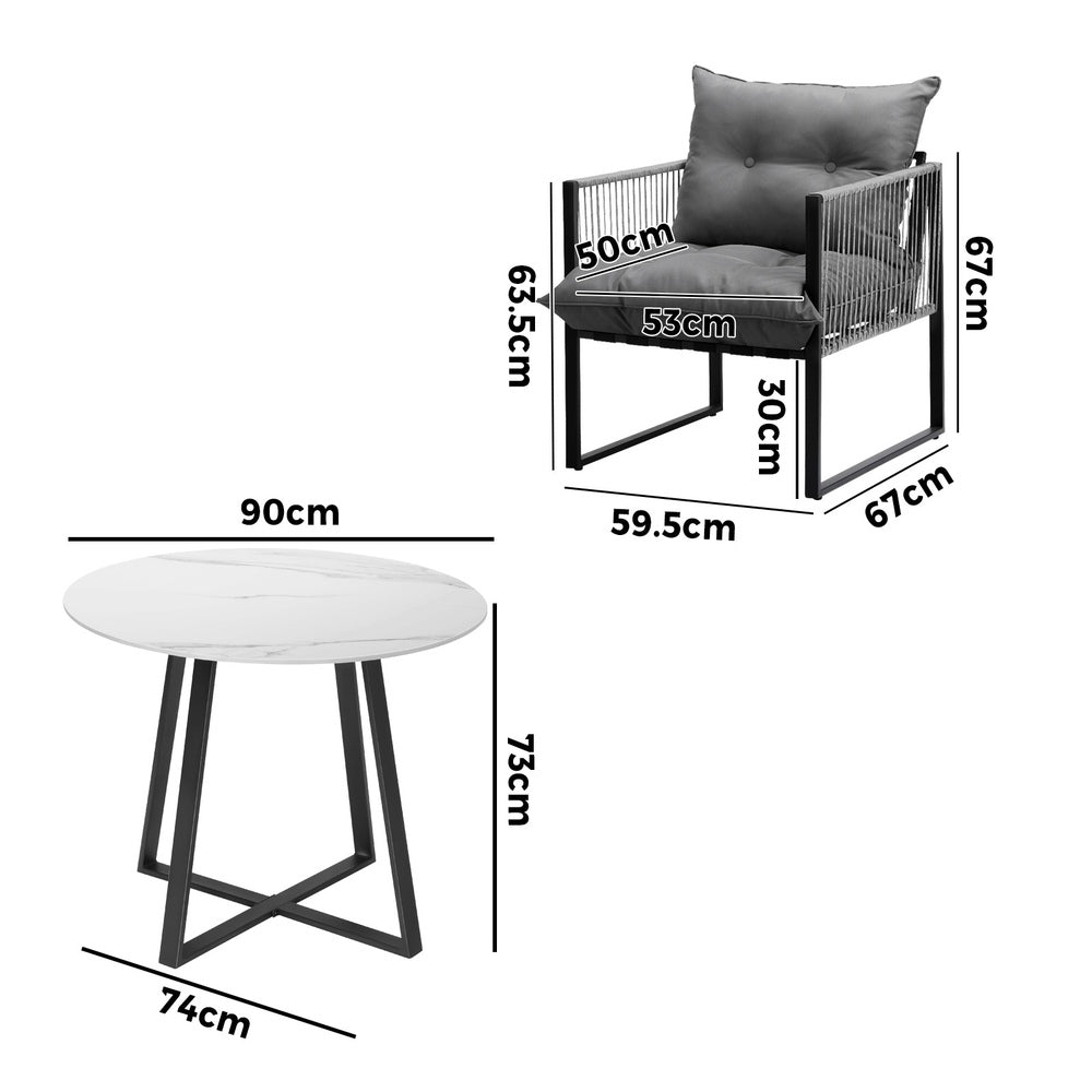 Livsip 5PCS Outdoor Dining Set Round Table and Chairs with Cushions-Outdoor Dining Set-PEROZ Accessories