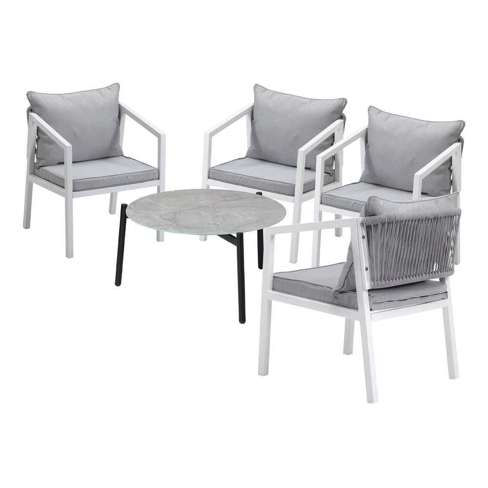 Livsip 5PCS Outdoor Patio Set 70cm Coffee Table 4 Armchairs-Outdoor Patio Set-PEROZ Accessories