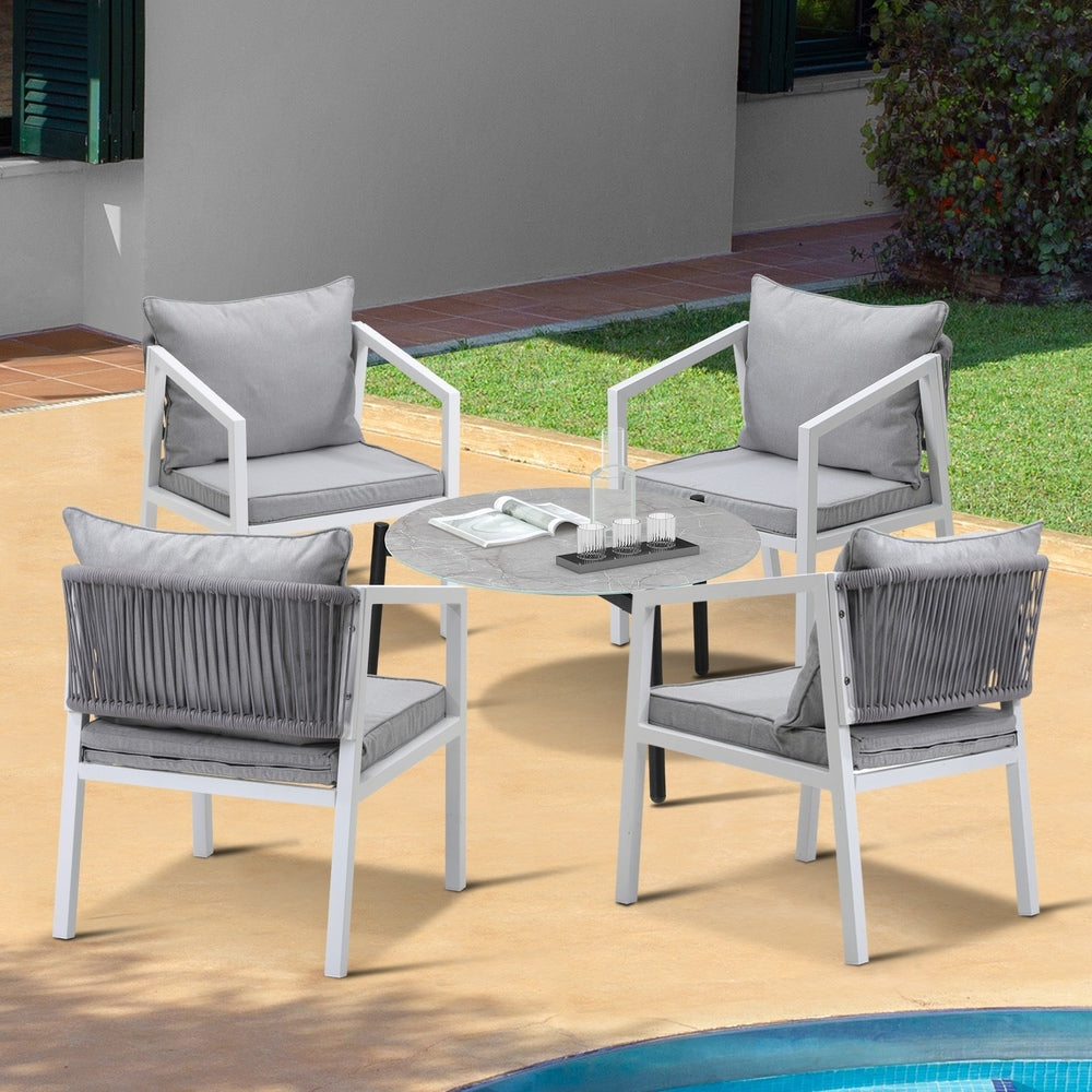 Livsip 5PCS Outdoor Patio Set 70cm Coffee Table 4 Armchairs-Outdoor Patio Set-PEROZ Accessories