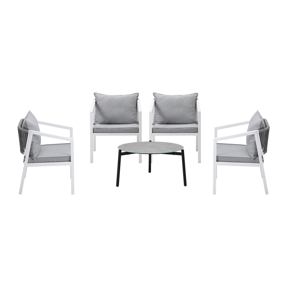 Livsip 5PCS Outdoor Patio Set 70cm Coffee Table 4 Armchairs-Outdoor Patio Set-PEROZ Accessories