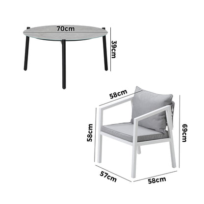 Livsip 5PCS Outdoor Patio Set 70cm Coffee Table 4 Armchairs-Outdoor Patio Set-PEROZ Accessories