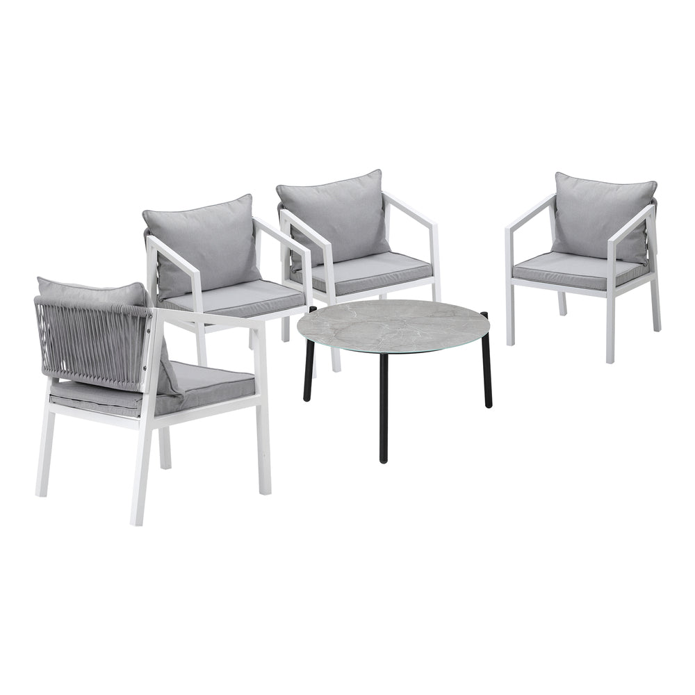 Livsip 5PCS Outdoor Patio Set 70cm Coffee Table 4 Armchairs-Outdoor Patio Set-PEROZ Accessories